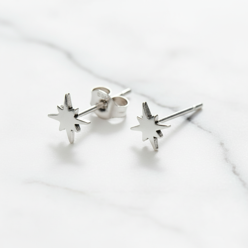 Pendientes estrella polar Plata