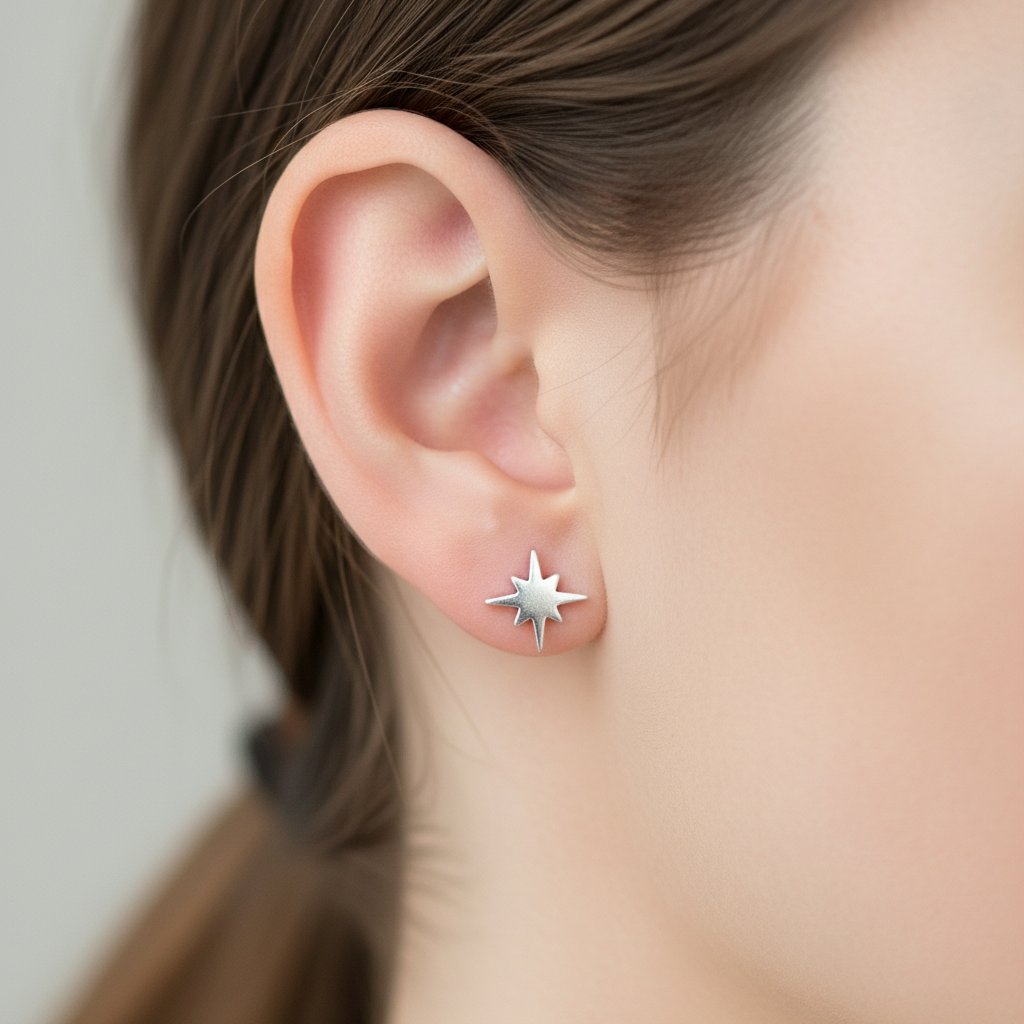 Pendientes estrella polar Plata