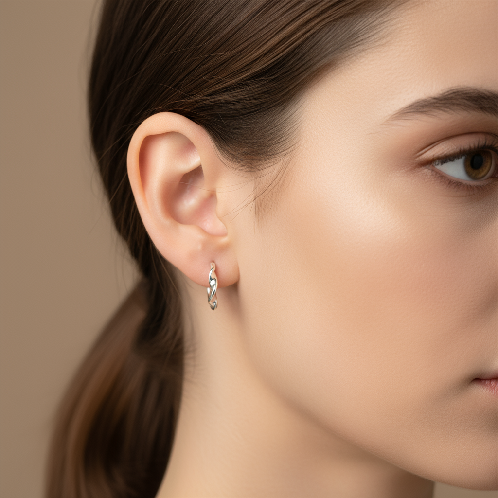 Pendientes aros rizados Plata