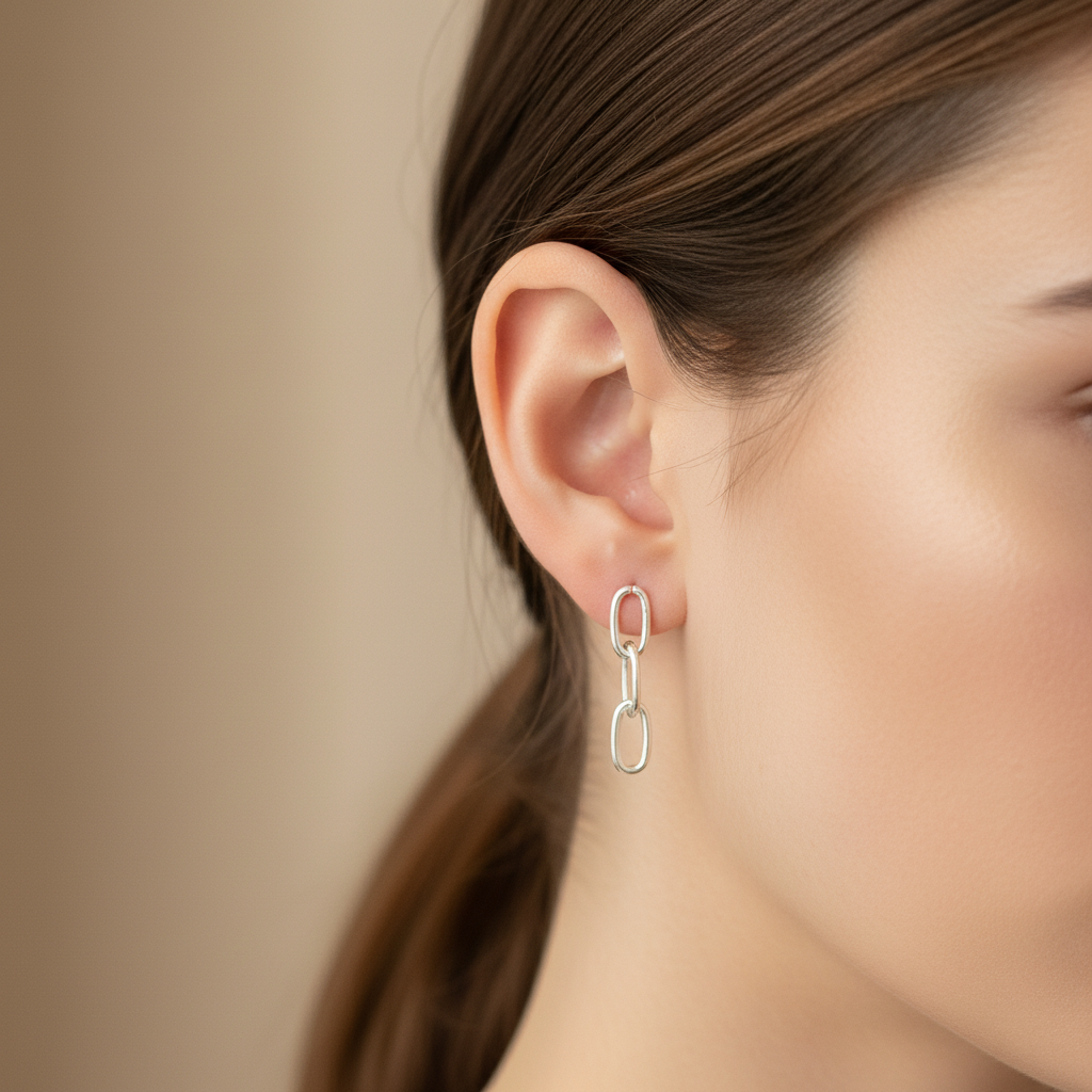 Pendientes cadena Plata